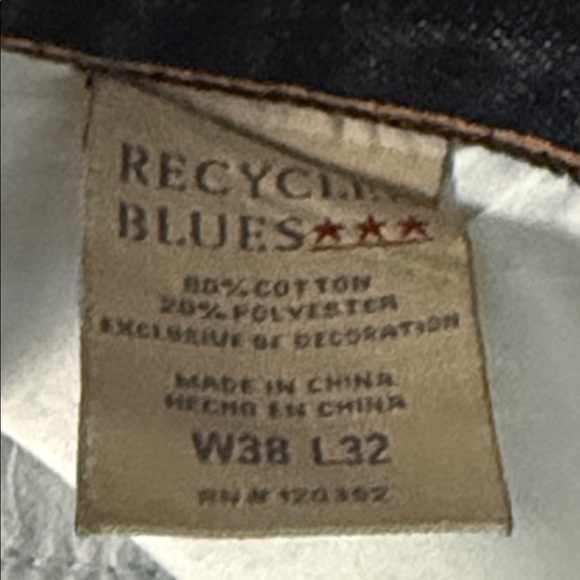Recycled Blue Mens Slim Fit Denim Jeans - Picture 9 of 9